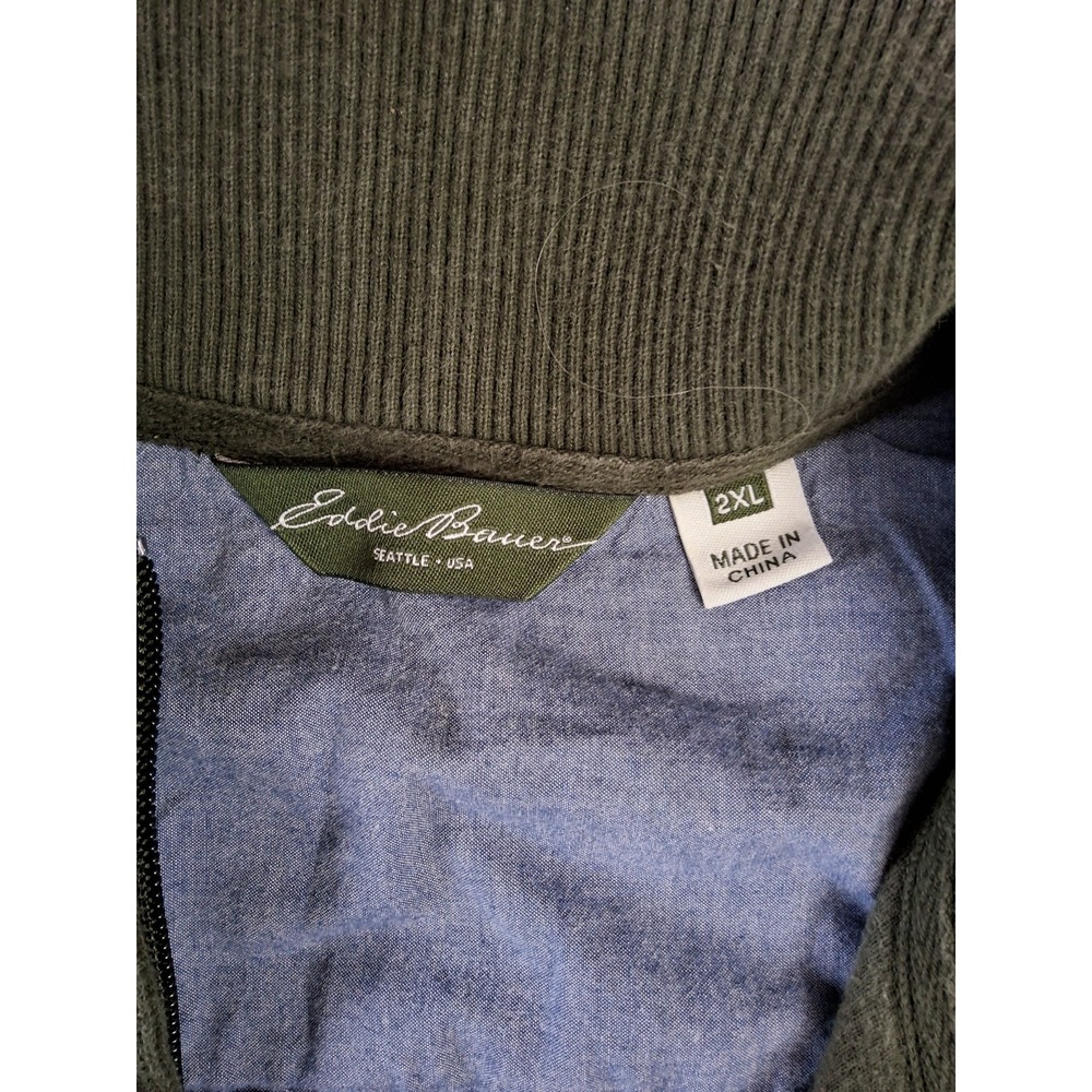 Mens Eddie Bauer Size XXL Green 1/4 Zip Long Sleeve Sweater Outdoors Preppy - Picture 4 of 11